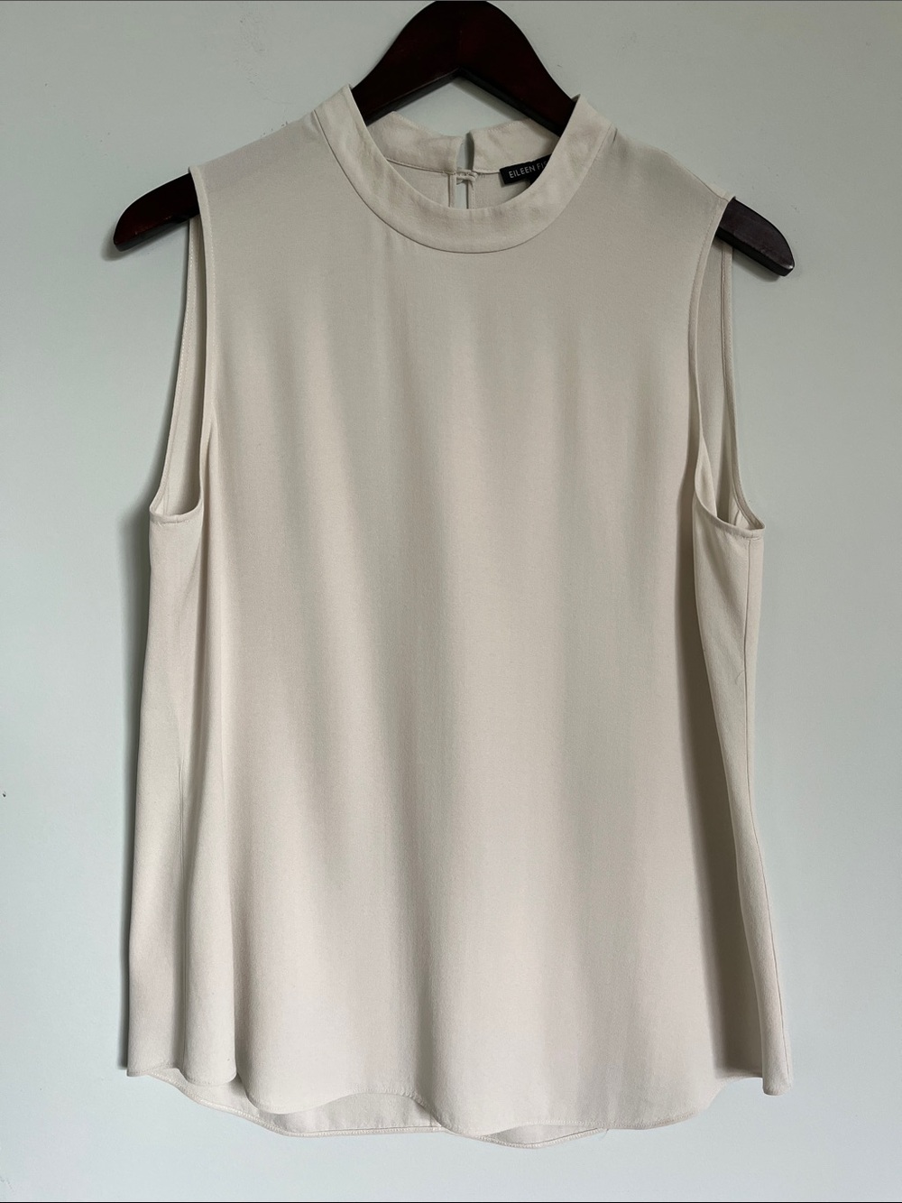 Eileen Fisher 100% Silk Sleeveless Mock Neck Camisole Minimalist Luxury